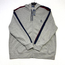 Polo Ralph Lauren Men  s Full Zip Hoodie Gray Heather 2XB Big  Tall Track Stripe