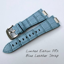 Limited Edition Leather watch strap for Tissot PRX Ice Blue Black White 40mm