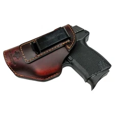 Defender Leather IWB Holster, Brown, Left Side, Fits 42, Sig P365, LC9 & More