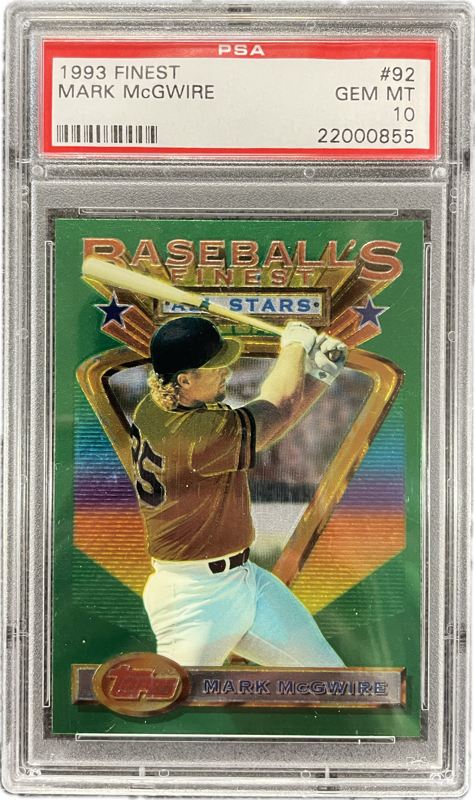Mark McGwire 1993 TOPPS BASEBALL'S FINEST ALL STARS #92 PSA 10 GEM MT view 1