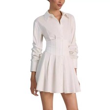 Alice + Olivia Stretch Cotton Belted Shirt Mini Dress