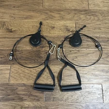 Set of 2 Bowflex PR1000 52” Cables with 3.5” Pulleys Clips Handles FREE SHIPPING