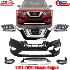 Front Bumper Cover Primed & Grille Assembly Kit For 2017-2020 Nissan Rogue