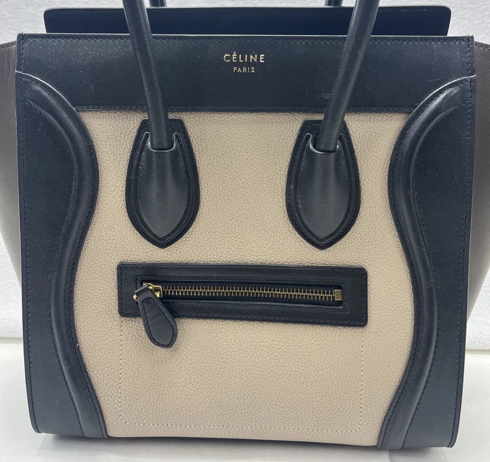 Celine Tricolor Luggage Bag  Pebbled Leather Mini S-SN-0142 - Image 2 of 4