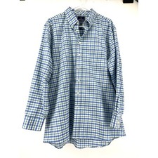 Stafford Men's Blue Green Wrinkle Free Fitted Check Shirt 60 cotton 18 34-35