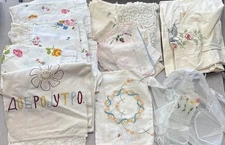 Vintage Embroidered White Pink Multi  Dresser Table Runners Doilies Lot of 25+