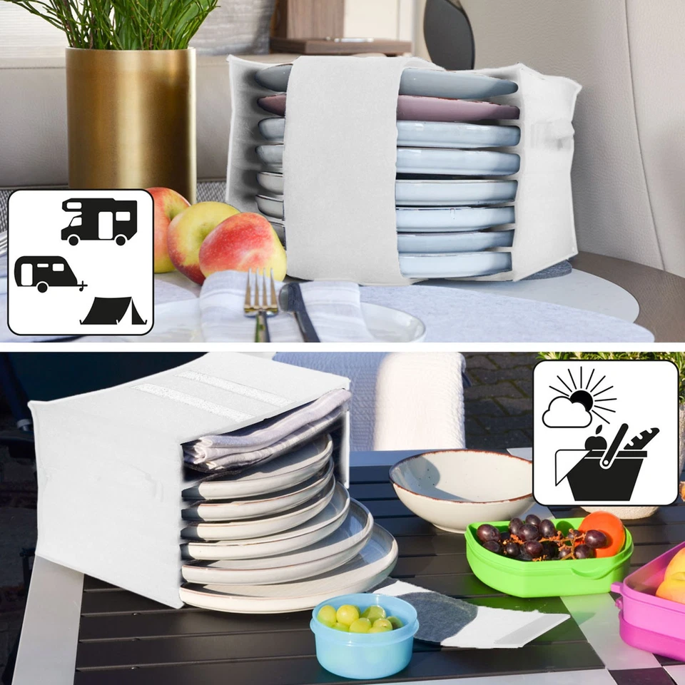 Wohnmobil Tellerhalter Filz für 8 Teller - 27x20x18 Camping Geschirr Organizer - Bild 3 von 4