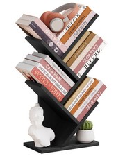 4 Tier Tree Bookshelf 4 Shelf Bookcase Free Standing Tree Bookcase Display Fl...