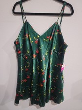 Fredericks Of Hollywood Vintage Nightie Chemise Slip Dress Green Floral 1X NWT