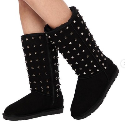 Heaven Sent Havoc Black Studded Mid-Calf Women's Boots NEW Size 10