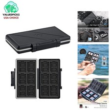 High Capacity Memory Card Case - 36 Slots, Waterproof  Ergonomic Locking System