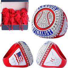 Sports Awards 12 Pcs Pack Baseball League Champions & Finalist Trophy Ring Size