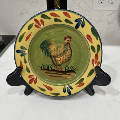 Rooster Plate Style Eyes by Baum Bros Provence Collection Stoneware  - 8 1/4''