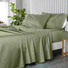 Royal Hotel Bedding Solid Sage 600-Thread-Count 4pc King Bed Sheet Set 100-Pe...