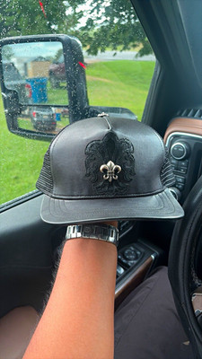 Chrome Hearts Black Leather Fleur de Lis Hat