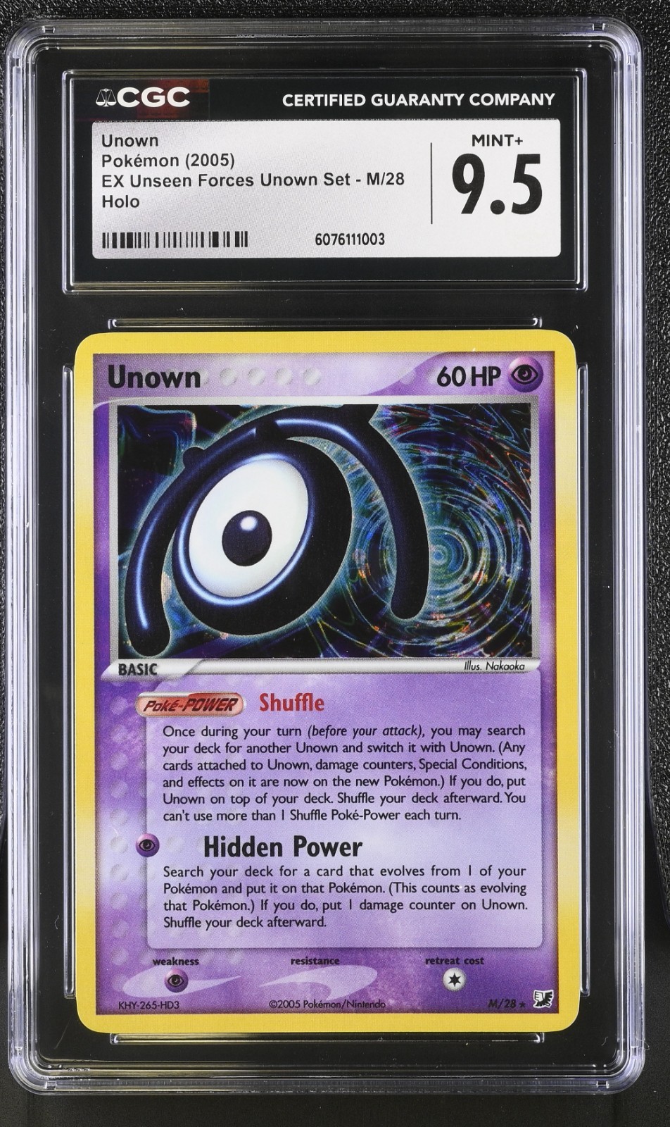 Pokemon Unown M/28 Holo EX Unseen Forces - CGC 9.5