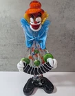 Vintage MCM Murano Art Glass 10" Tall Circus Clown Playing Accordion Hand Blown
