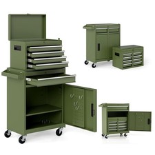 Rolling Tool Chest 5-Drawer Detachable Toolbox Steel Locking Wheels Green