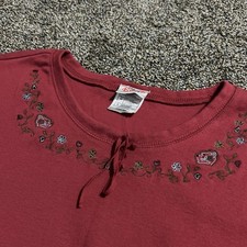 Vintage Disney Y2K large red Winnie the Pooh embroidered long sleeve shirt top