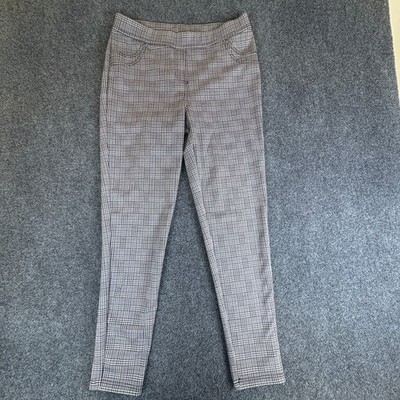 SoHo Apparel Skinny Pants Womens Medium Gray Plaid Stretch Streetwear Pull On