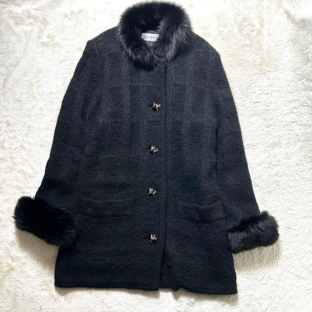 Yves Saint Laurent, fur coat, fox fur, mohair blend, black, size M, Good product thumbnail 22