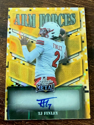 TJ FINLEY 2025 LEAF METAL ARM FORCES GOLD LASER AUTOGRAPH # 1/1 INCARNATE WORD