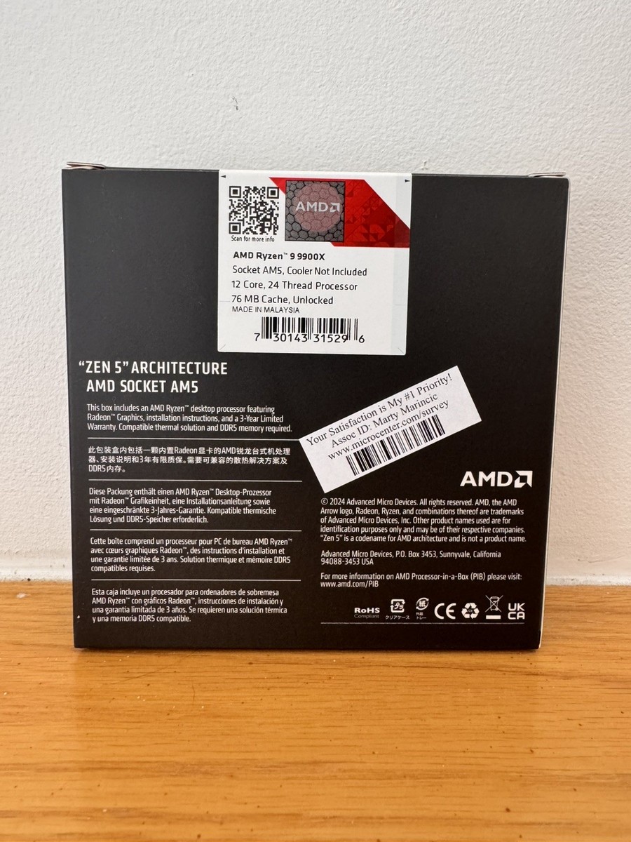 AMD Ryzen 9 9900X CPU 12-Core 24-Thread Up to 5.6GHz AM5 Zen 5 NEW