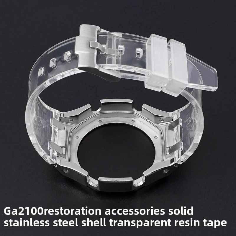 Correa transparente de goma de calidad + estuche para Casio G-shock GA-110 GAX-100 GD-120 Foto 2 de 4