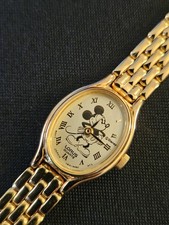 Vintage Elegant Women's Mickey Mouse Quartz Watch 17mm-New Battery Pristine 