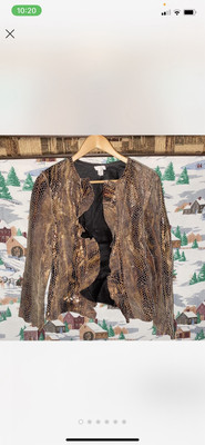 Vintage Chico's Snakeskin Leather Jacket Size Small