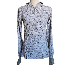 Lululemon Hooded Half Zip Pullover Lightweight Jacket Floral Gray Women's Size 2