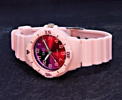 Q&Q by Citizen Damen Armband Uhr  Rosa 10 Atm - lady watch Bicolour Rot Lila