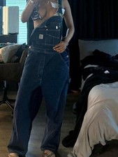 Carhartt Women's Navy Blue/ dark wash Denim Overalls