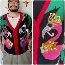 Y2K Christmas Cardigan Ugly Sweater Holiday Party Knit Cozy Vintage Style L
