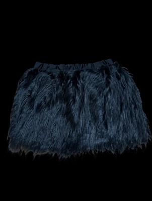 Black Skirt FUR Fluffy Women Halloween Club Mini Emo Girl Costume FESTIVAL Party