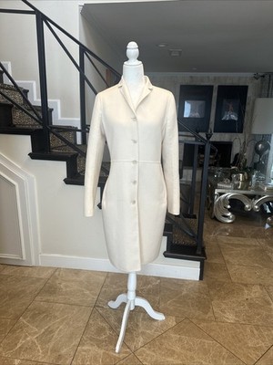 Jil Sander Off White Angora & Wool Lightweight Knee Length Princess Coat Size 36