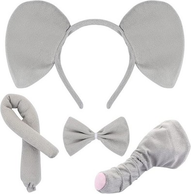 4 Pcs Elephant Costume Set Elephant Ears Headband Elephant Nose Tail and Bow