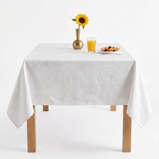 White Jacquard Wedding Tablecloth Garden Polyester Dining Cover