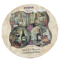 Sakura Classico Salad Dessert Plates Set of Four Wine Themed Stoneware With Box