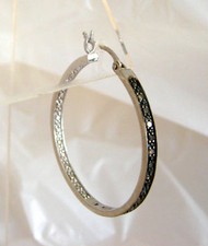 Genuine Brown Color Diamond Round Hoop Earrings Sterling Silver