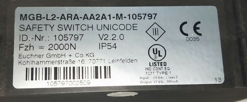 EUCHNER MGB-L2-ARA-AA2A1-M-105797 VER2.0.0 - Imagen 7 de 9