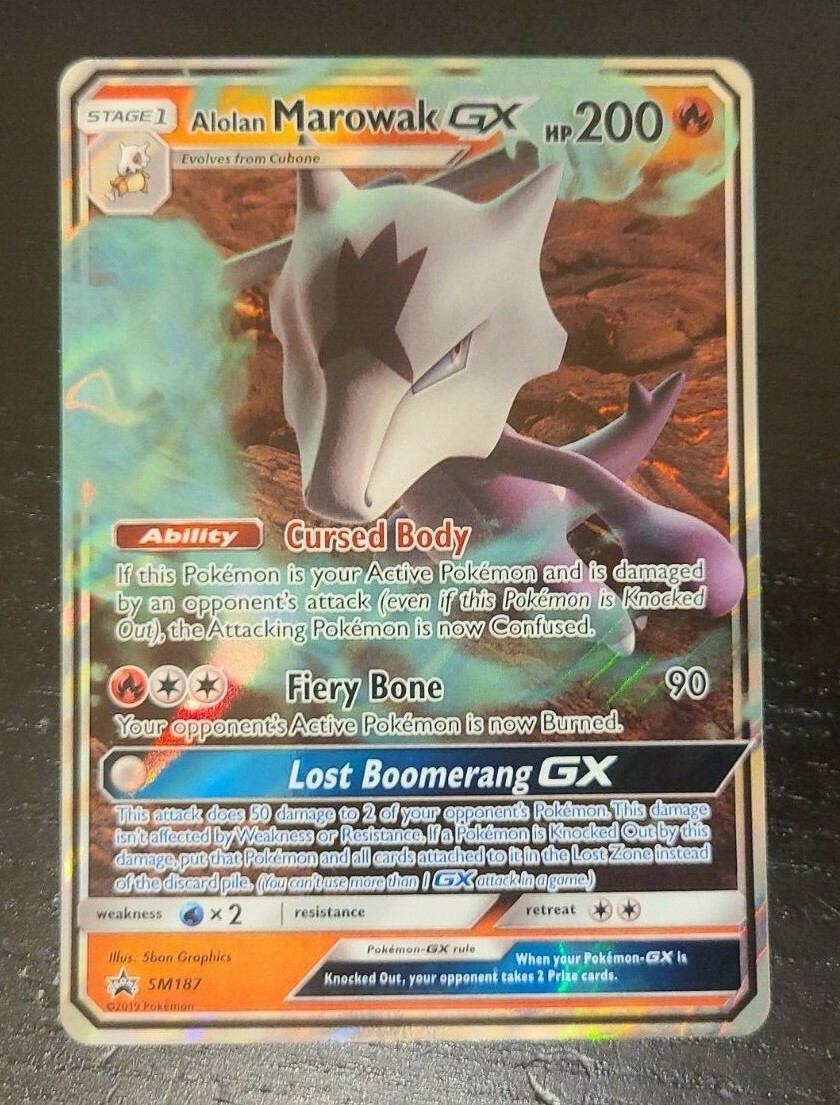ULTRA RARE Alolan Marowak GX SM Black Star Promo SM187 Holo