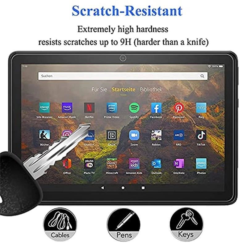 2PCS Tempered Glass Screen Protector Shield For Amazon Fire HD 10 Plus 2021 11th - Image 2 of 4