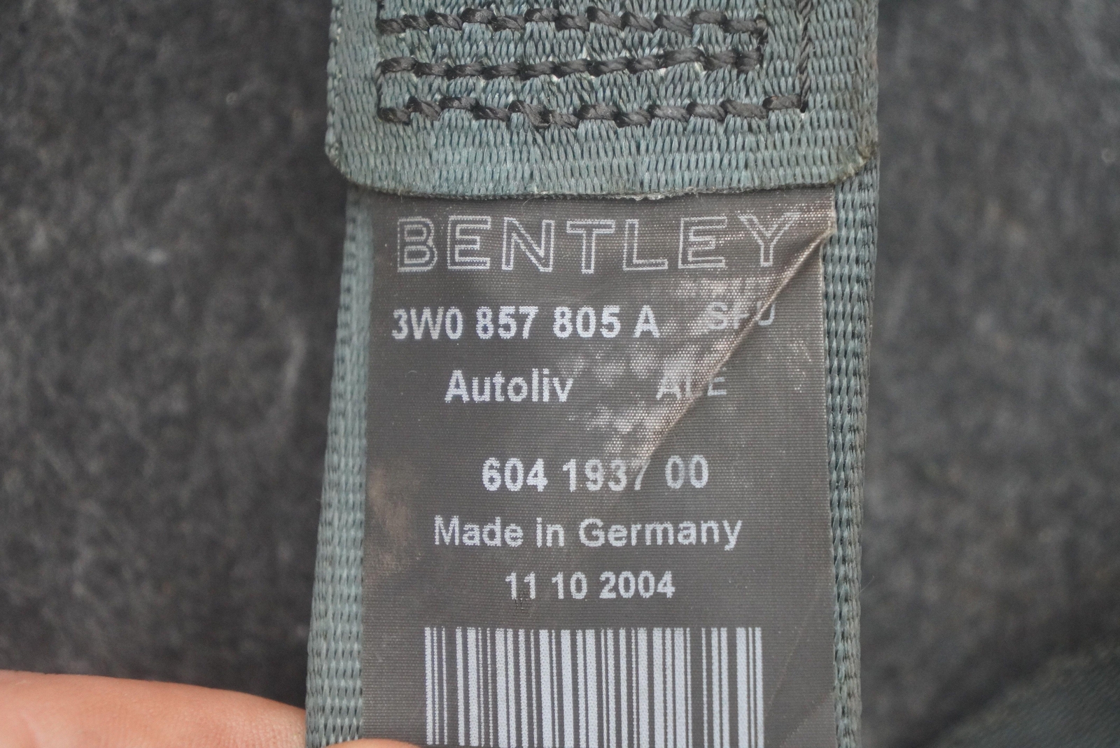 Rear Left Seat Belt Retractor Green 3W0857805A OEM Bentley Continental GT 2005