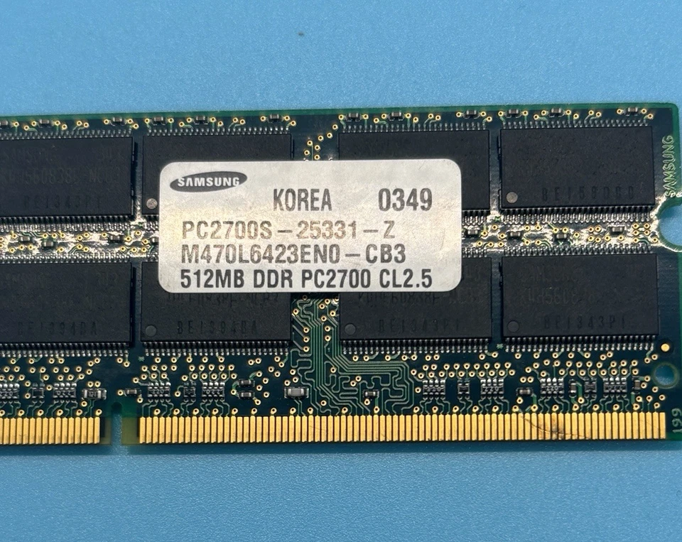 512MB DDR MEMORY 200-pin SODIMM PC-2700S CL2.5' Samsung M470L6423EN0-CB3 - Image 3 of 3