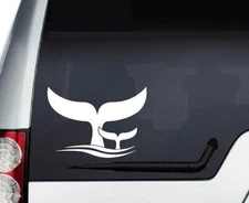 Whale of a Tale - WHITE Vinyl Decal Car Truck Windows Tablet Laptop Notebook