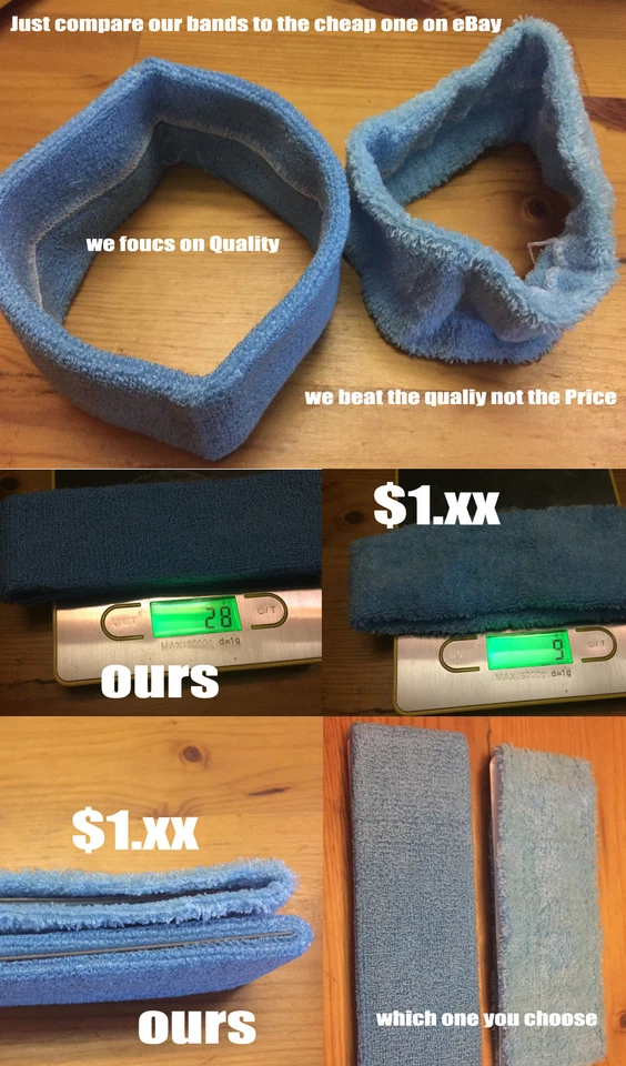 Cotton Headband Sweatbands Sweat Band Head Band for Tennis Badminton Sport Yoga - image 3 of 3