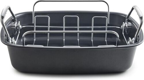 NEW Roasting Pan with Rack - 17x13.6 Inch Large Roaster Pan Double Ply Non stick