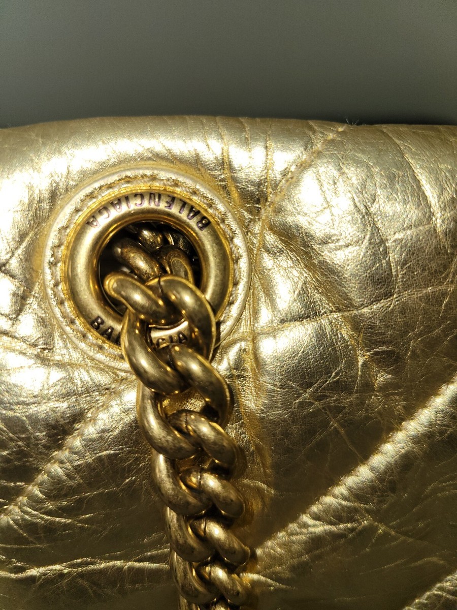 Balenciaga 2024 Crush Medium Chain bag GOLD | eBay