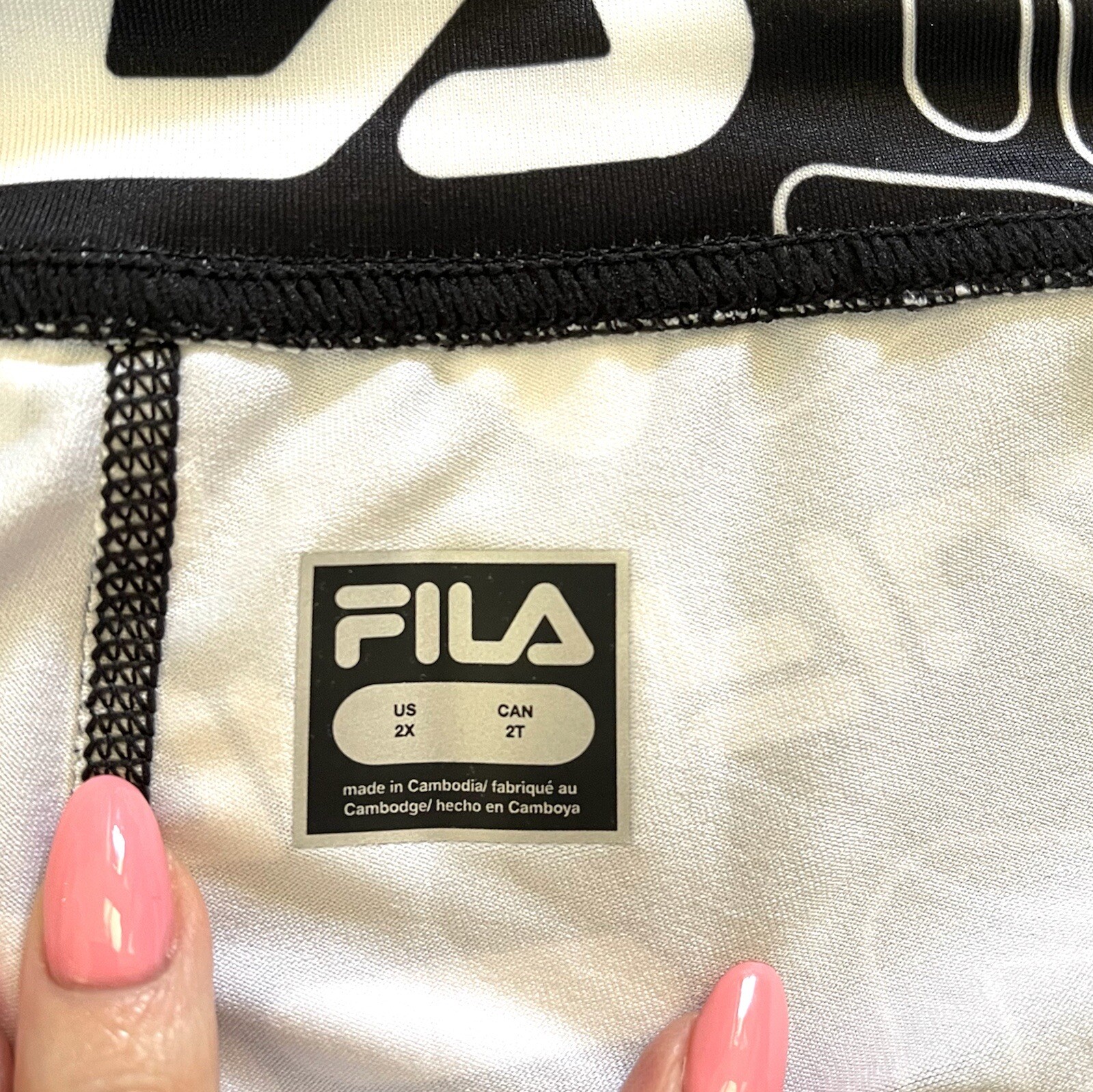 FILA Curve Collection Chris Bike Shorts PLUS SIZE 2X Black White Logo Cycle NWT